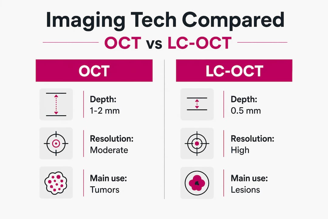 Infographic comparing OCT and LC-OCT imaging technologies
