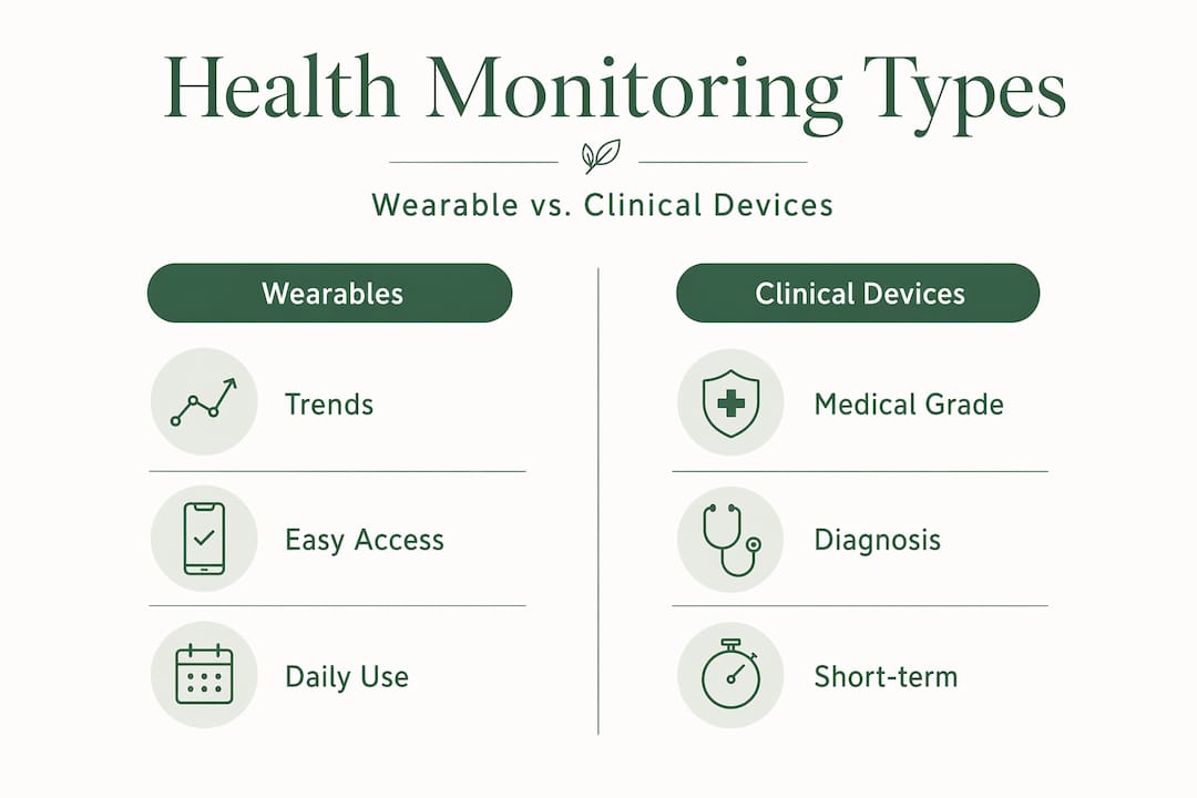 Infographic comparing wearables and clinical health devices