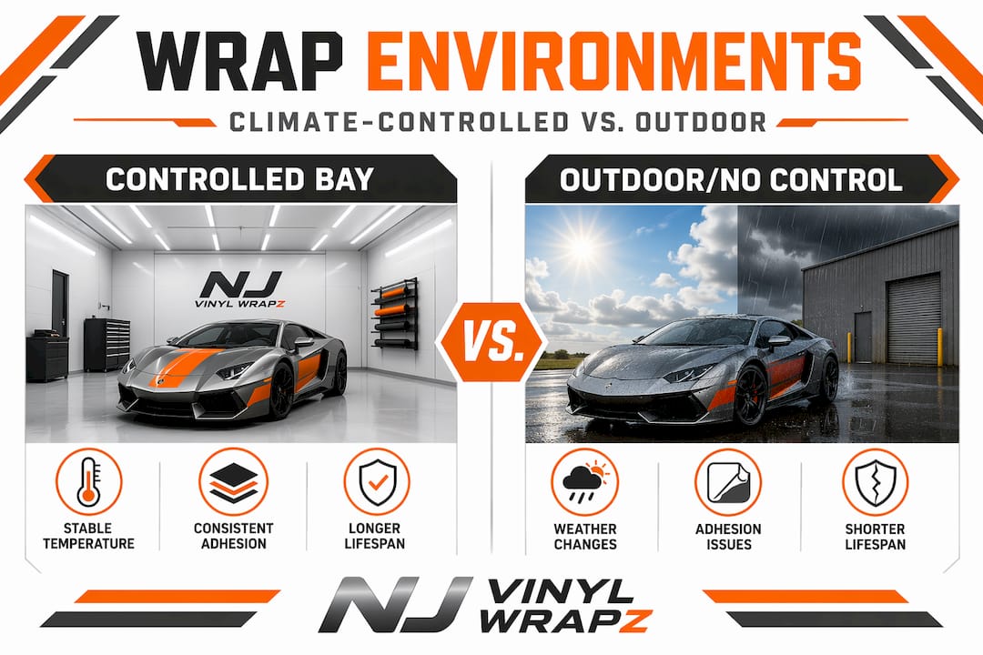 Infographic comparing controlled and uncontrolled wrap environments