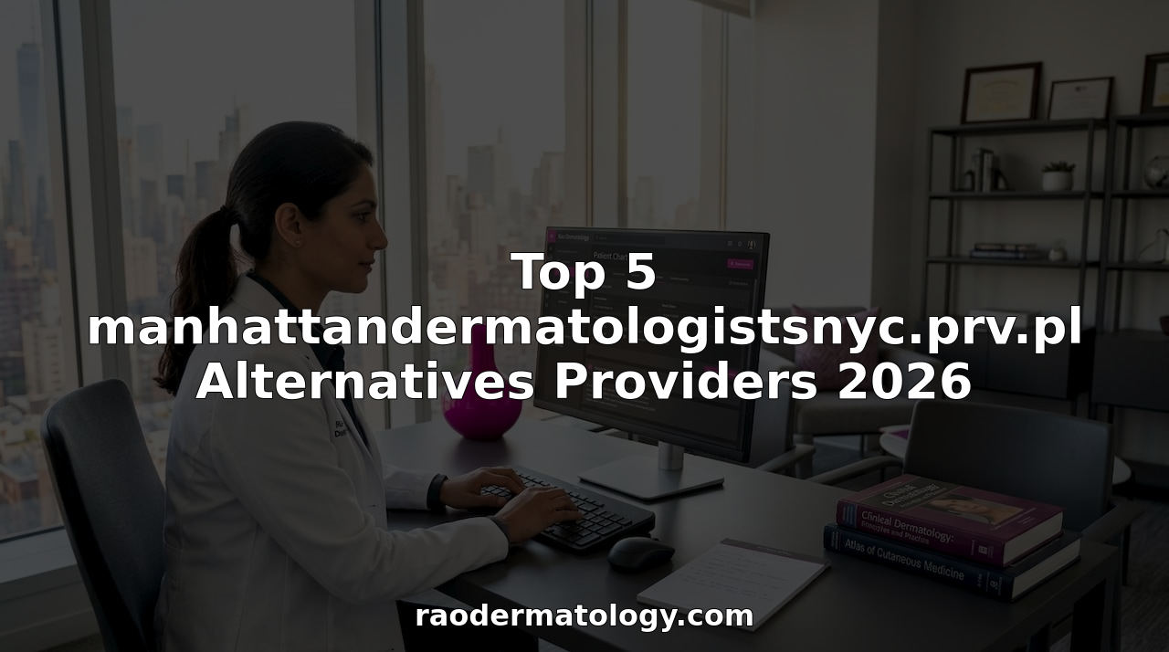 Dermatologist updating patient chart in NYC clinic office
