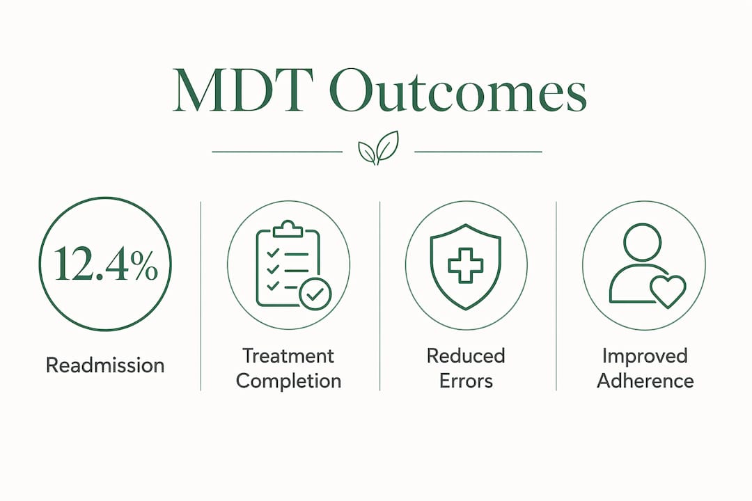 Infographic showing key multidisciplinary care outcome statistics