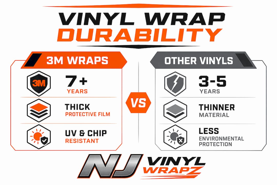 Infographic comparing 3M wrap durability to other vinyl films