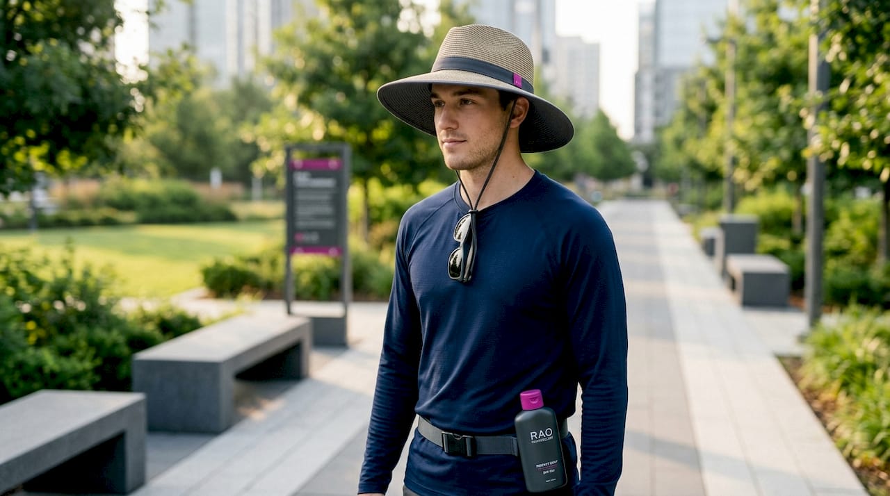 Man in protective clothing outdoors
