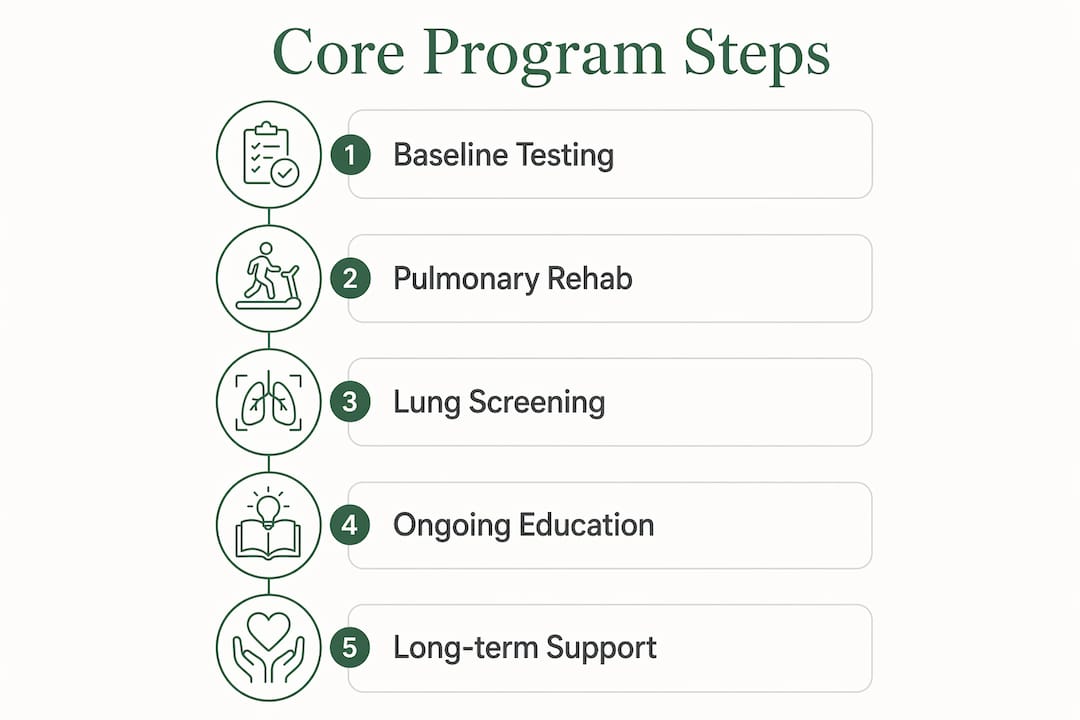 Infographic showing core lung health program steps
