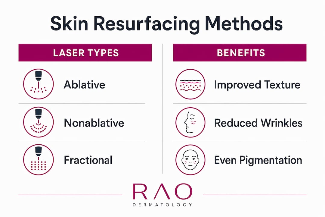 Infographic comparing skin resurfacing types and benefits