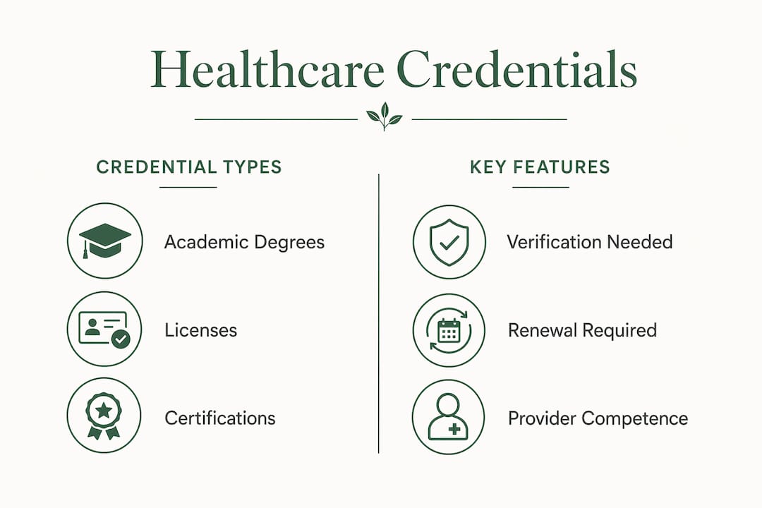 Infographic comparing healthcare credential types and features