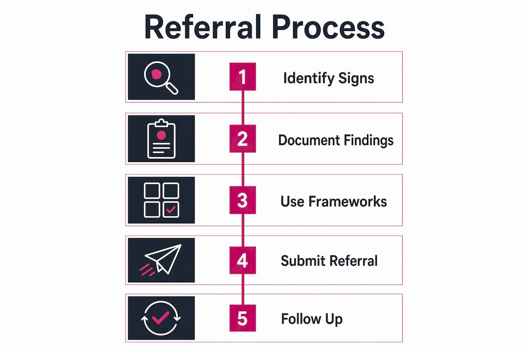 Infographic illustrating dermatology referral steps