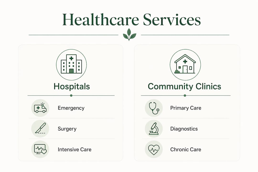 Infographic comparing hospitals and clinics in Secaucus healthcare