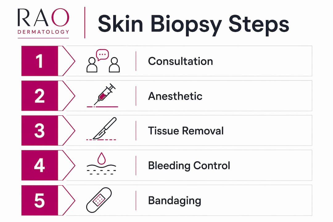 Infographic outlining skin biopsy procedural steps