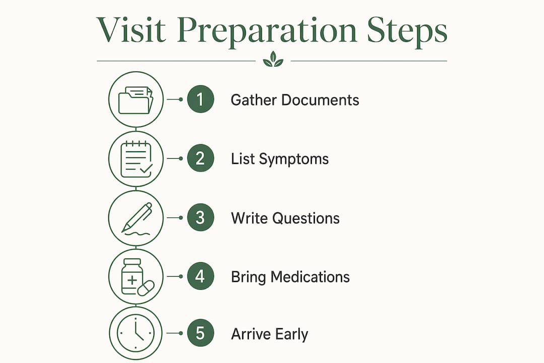 Infographic outlining preparation steps for primary care visits