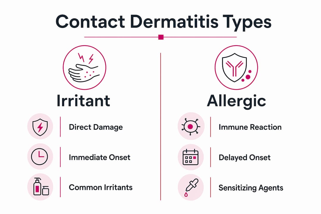 Infographic comparing irritant and allergic contact dermatitis