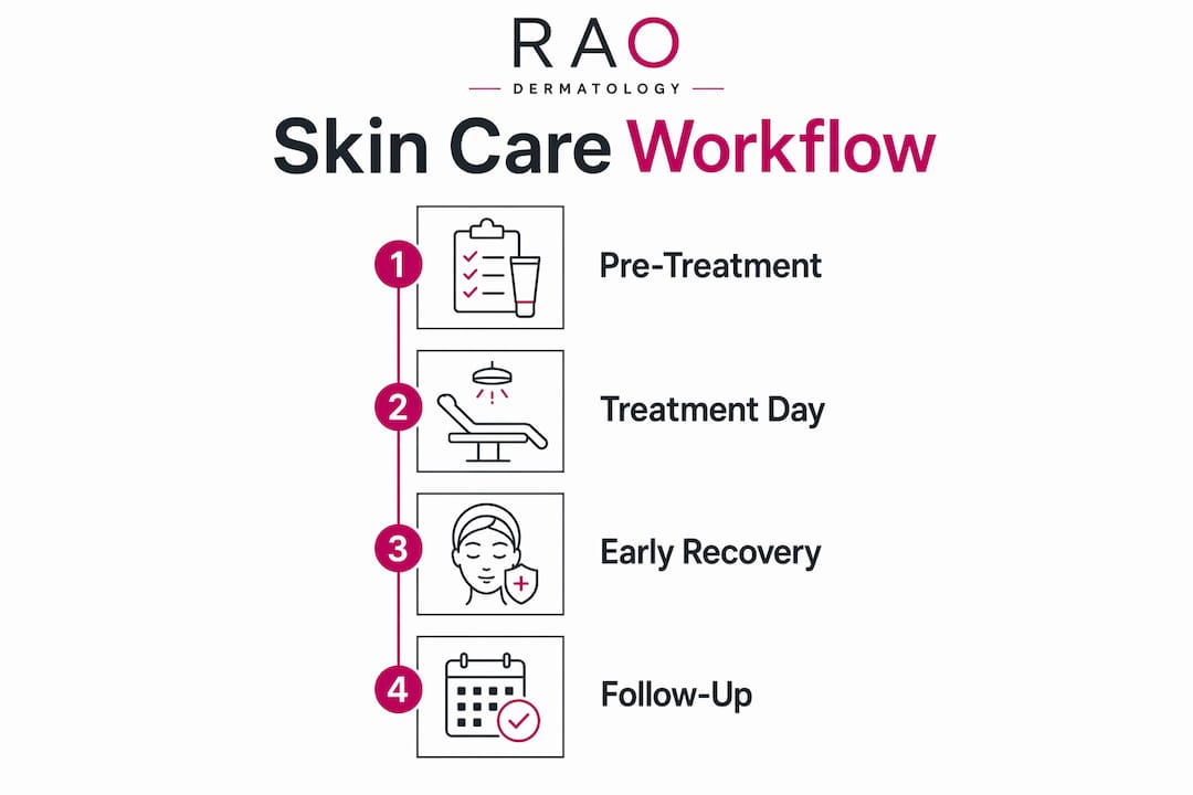 Infographic outlining four main skin care workflow phases