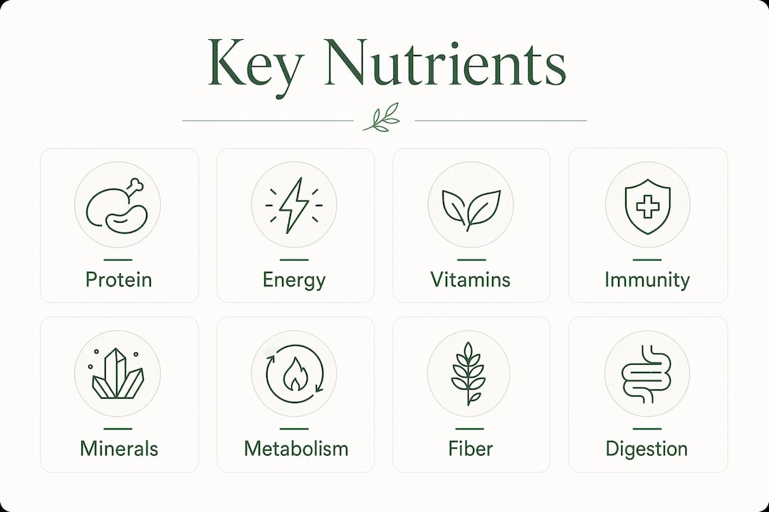 Infographic showing key nutrients and benefits