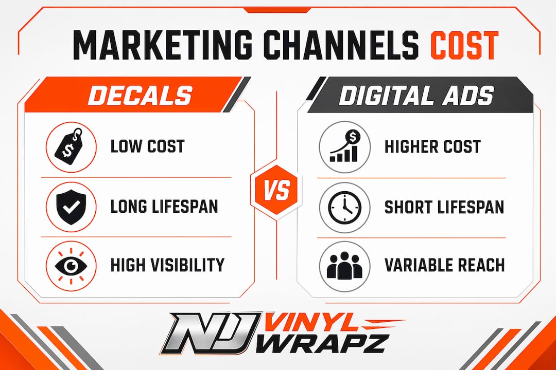 Infographic comparing decal versus digital ad costs