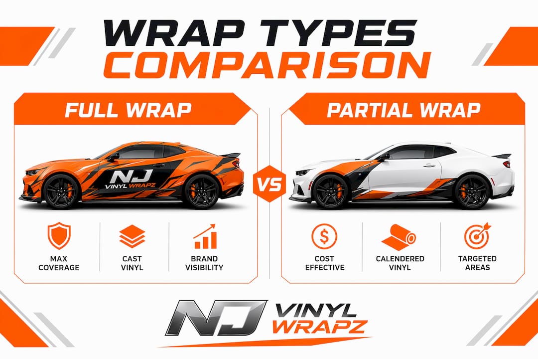 Infographic comparing full and partial vehicle wraps