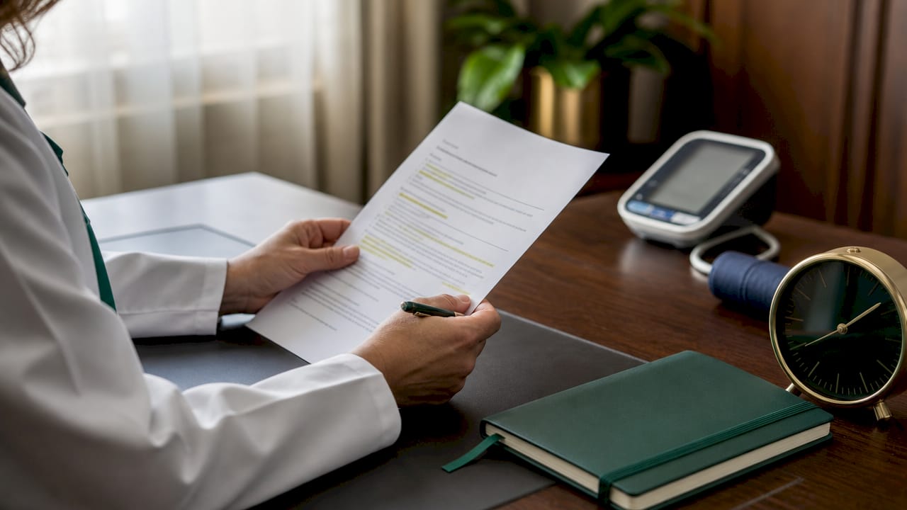 Healthcare professional reviewing care plan