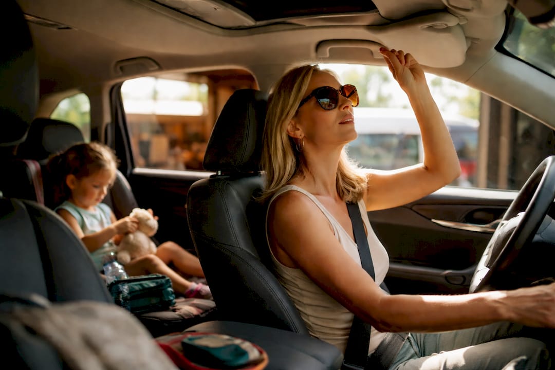 SUV interior with tinted windows blocking sunlight