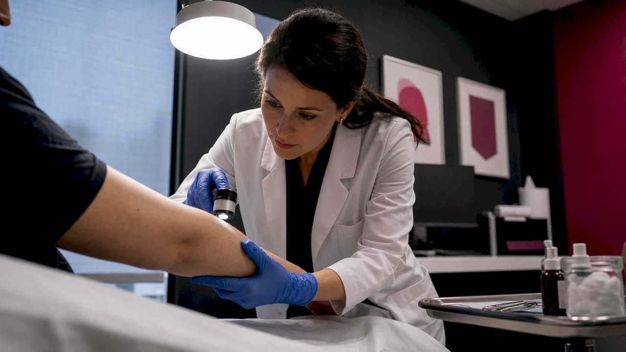 Dermatologist conducting professional skin exam