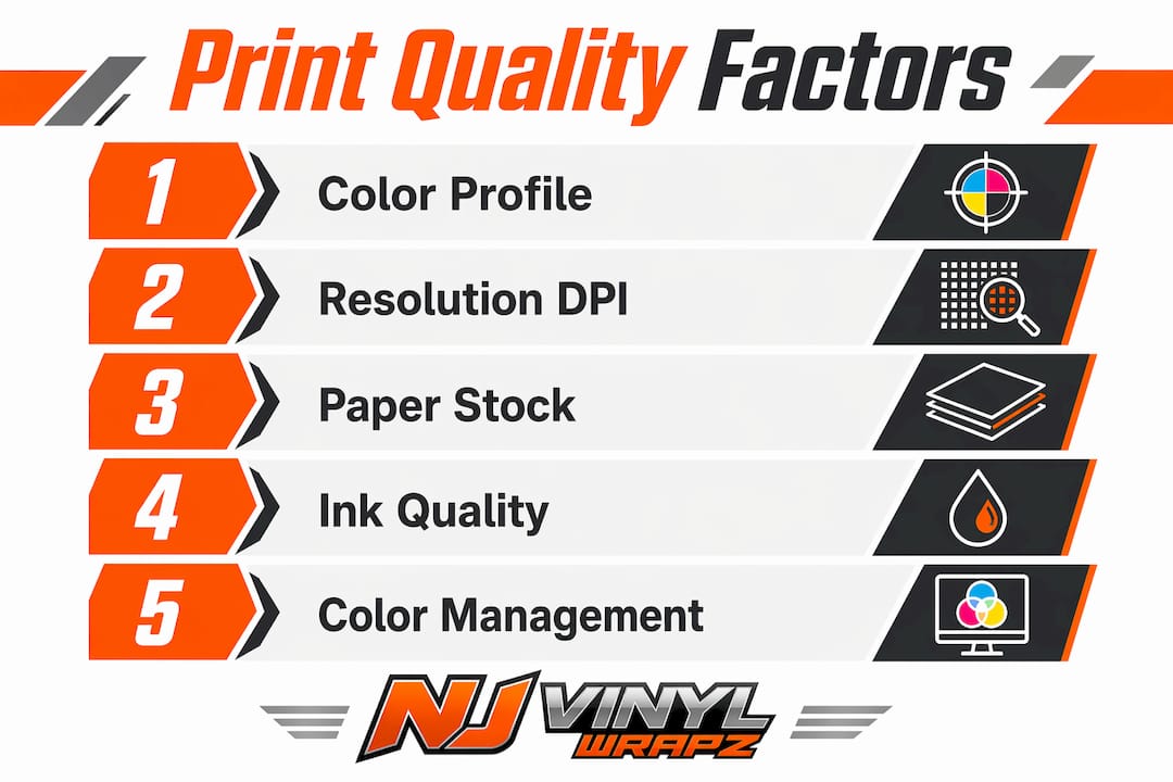 Infographic detailing key technical print quality factors
