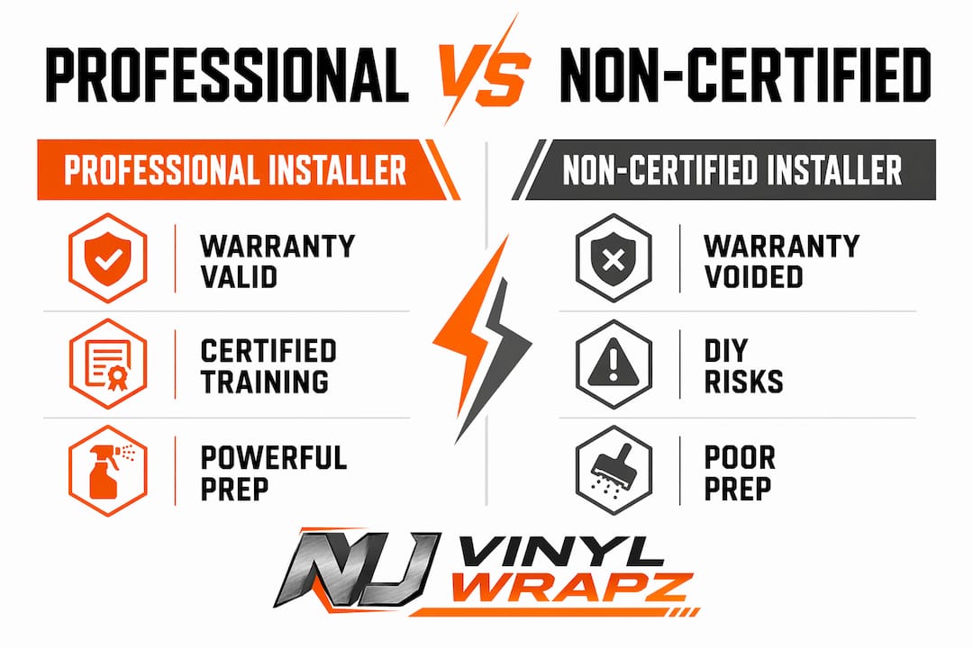 Infographic comparing professional and non-certified installers