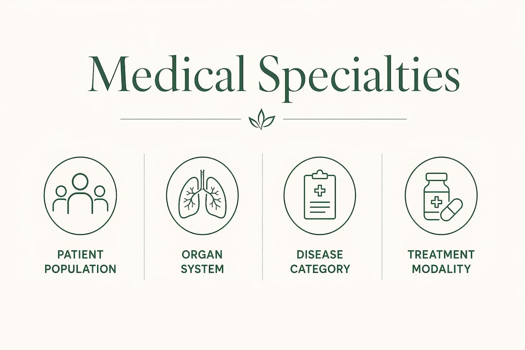 Infographic showing hierarchical medical specialty classification