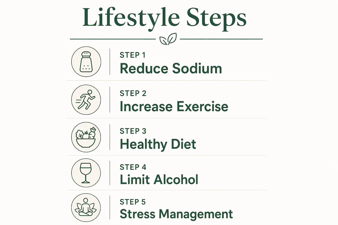 Infographic of lifestyle changes to control hypertension