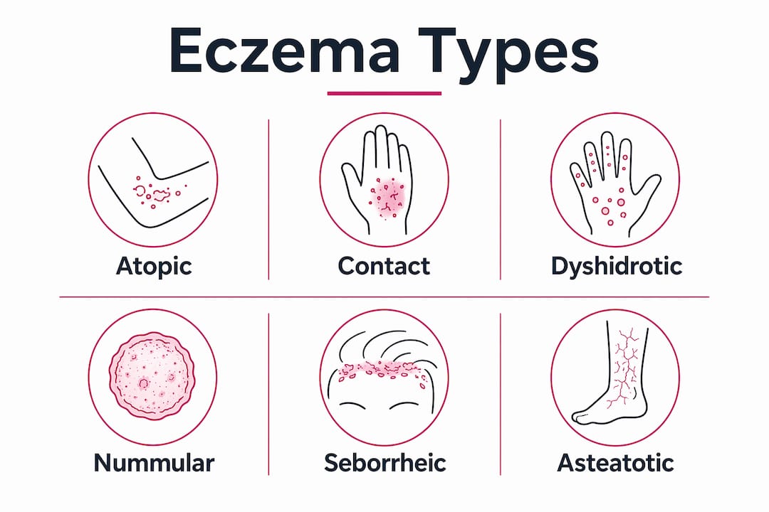 Infographic hierarchy of eczema types with simple labels