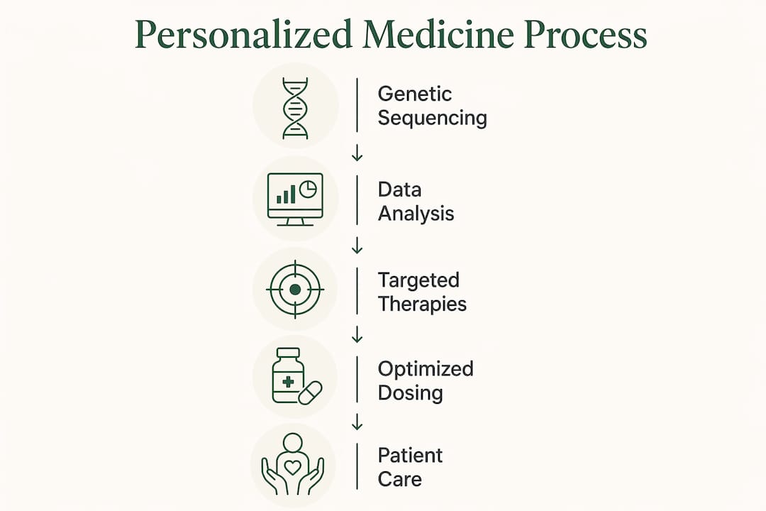 Infographic outlining steps of personalized medicine process
