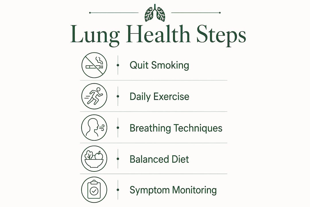 Infographic outlining lung health management steps