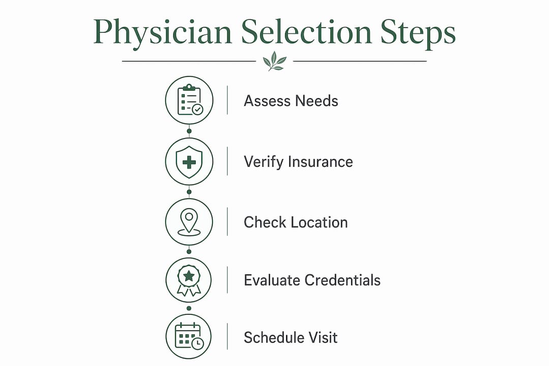 Infographic illustrating steps to choose a local physician