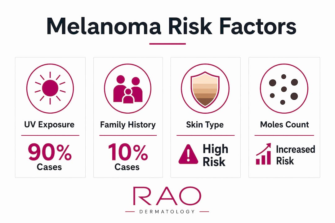 Infographic showing melanoma risk factors and statistics