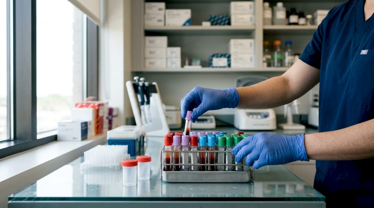 Lab technician preparing genetic test samples