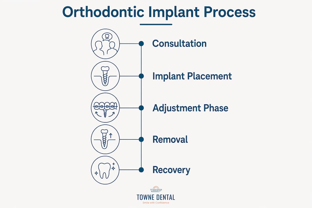 Infographic showing orthodontic implant process steps