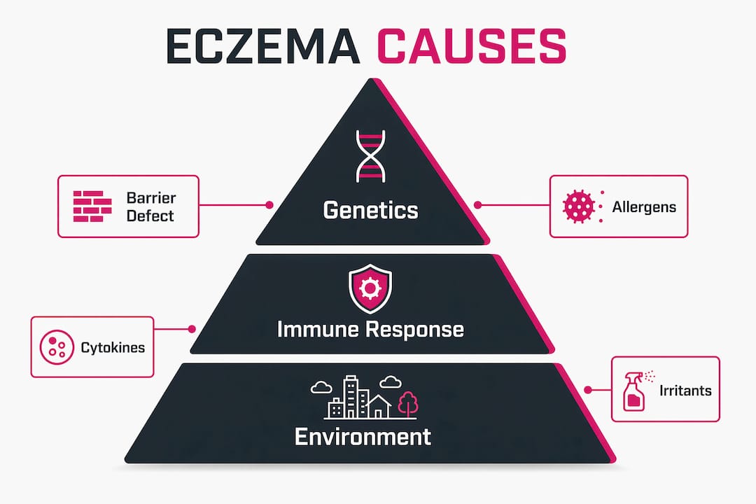 Infographic illustrating eczema causes hierarchy