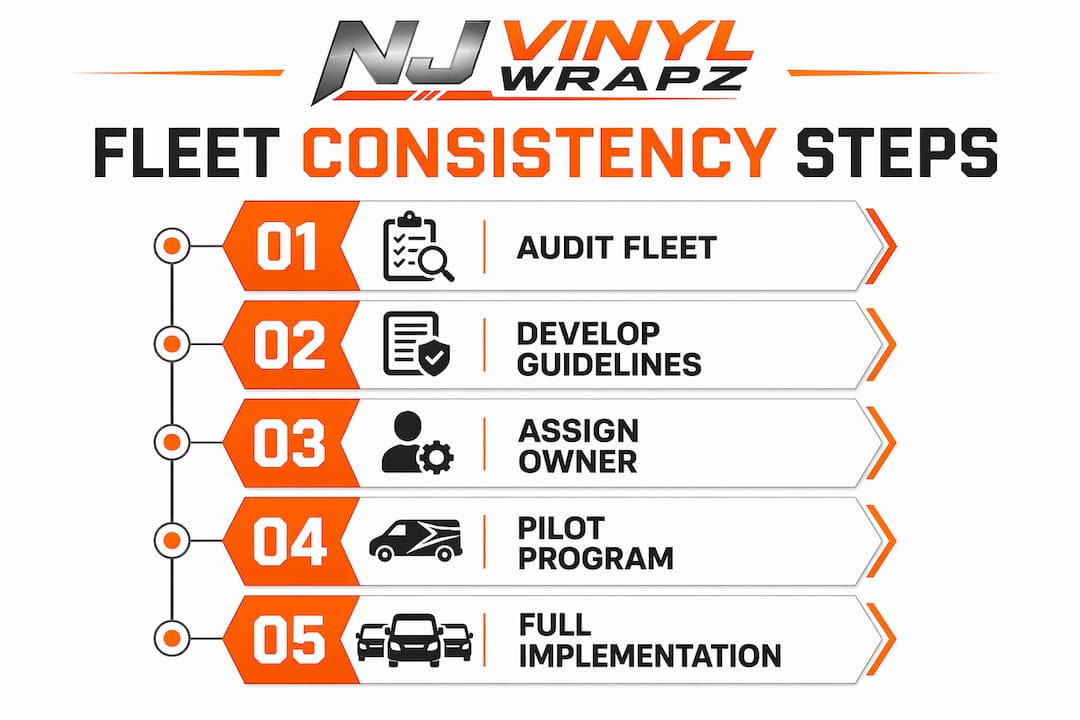 Infographic showing steps to achieve fleet consistency