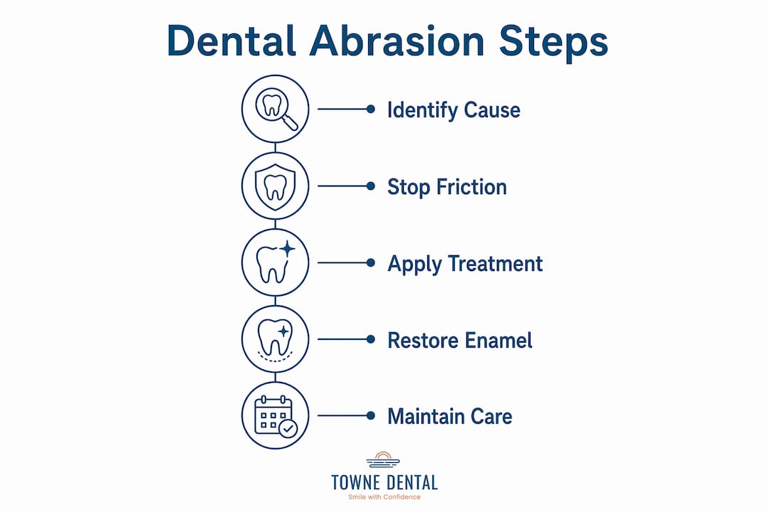 Infographic showing dental abrasion treatment steps