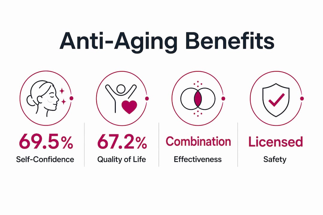 Infographic showing top benefits of anti-aging treatments