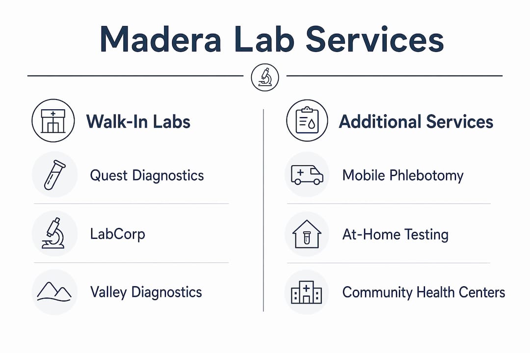 Infographic comparing lab test options in Madera