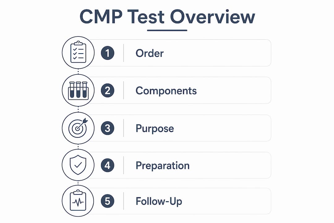 Infographic showing CMP test 10231 overview and steps