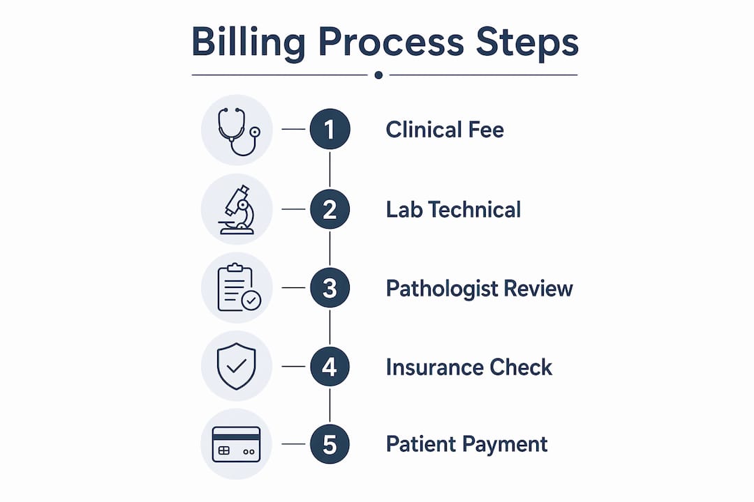 Infographic showing skin pathology billing process steps