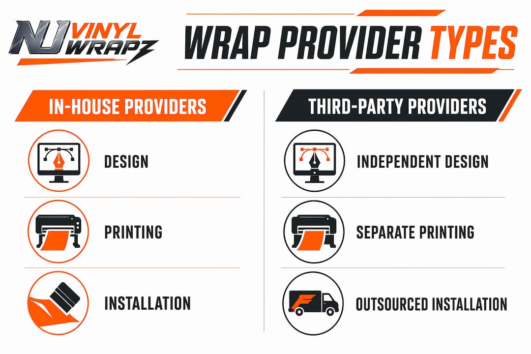 Comparison infographic of vehicle wrap provider types