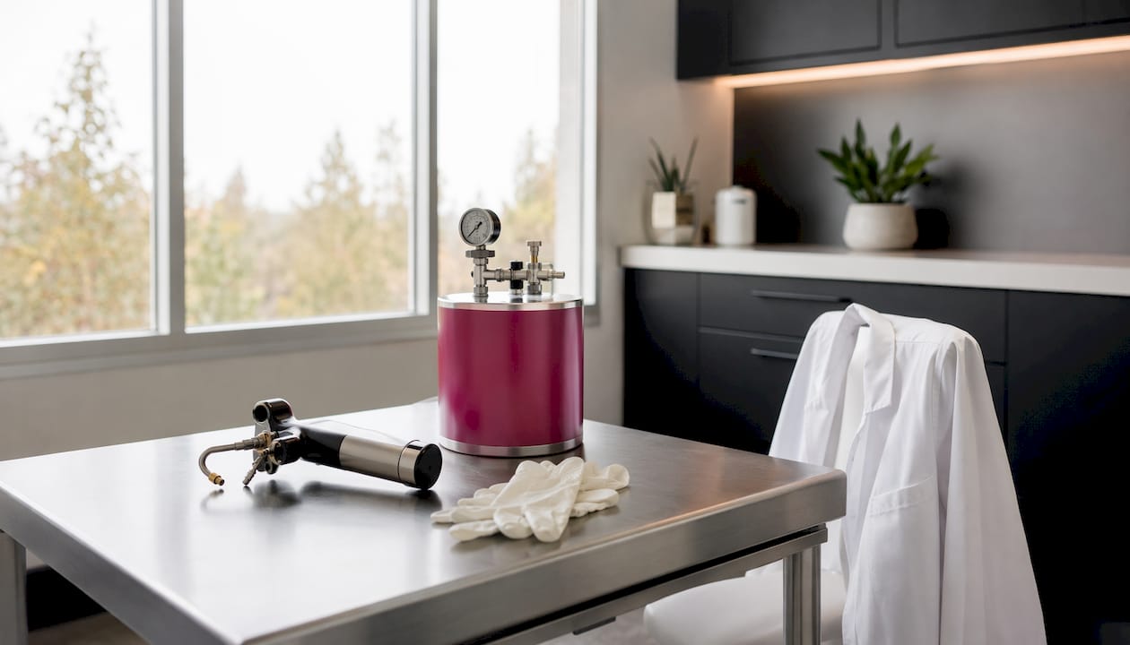 Cryotherapy instruments and tools on tray