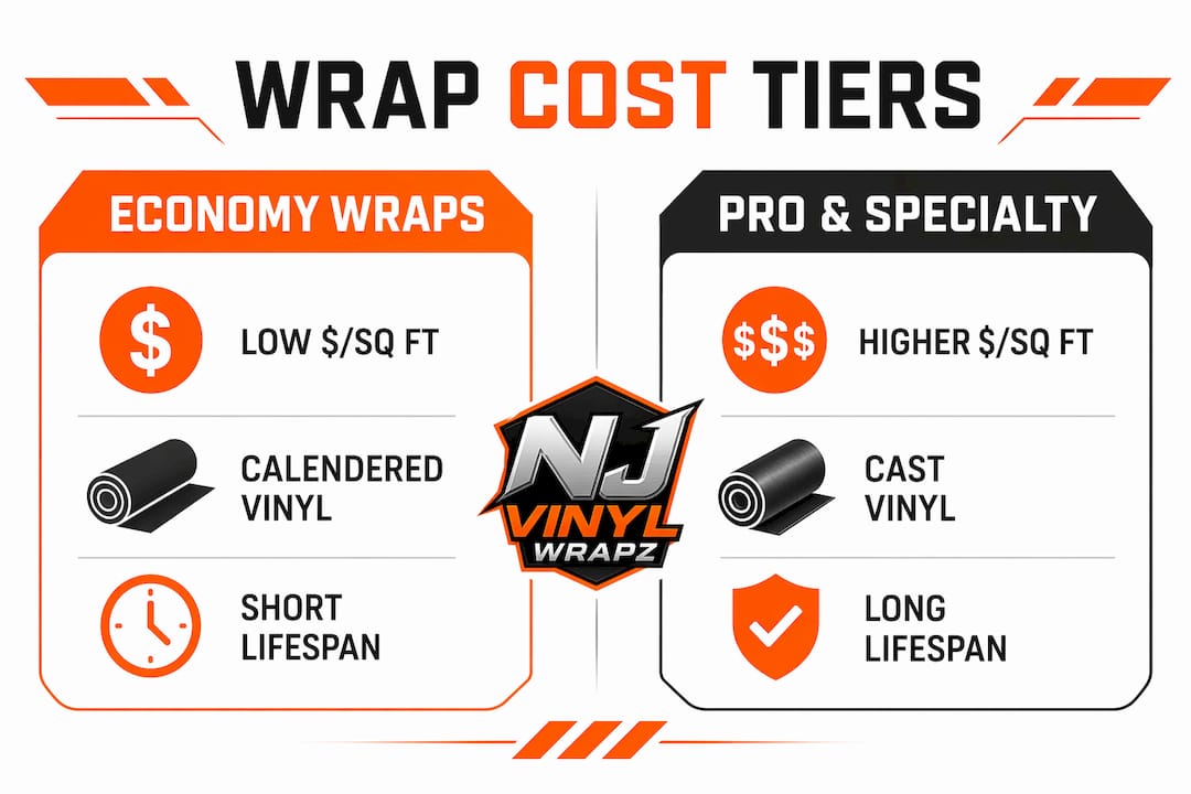 Infographic comparing economy and pro wrap costs