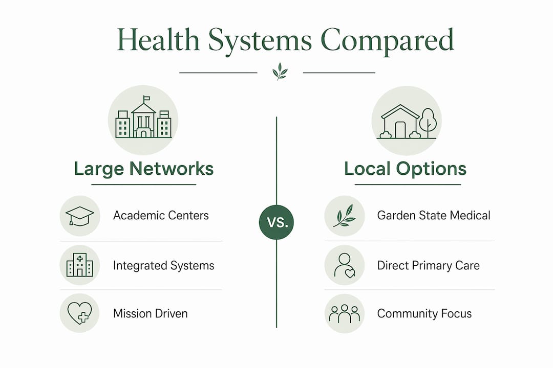 Infographic comparing large health systems and local options
