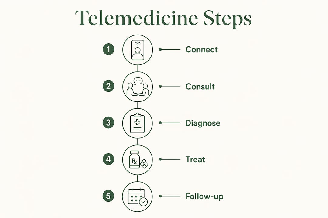 Infographic illustrating telemedicine steps