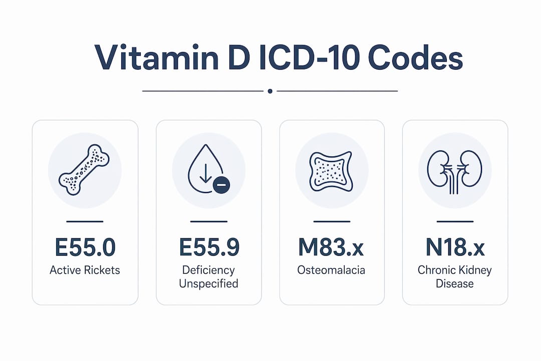 Infographic of key ICD-10 codes for vitamin D Medicare coverage