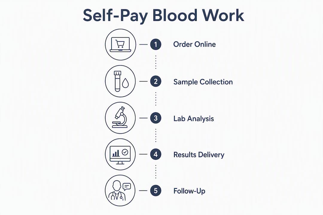 Infographic showing self-pay blood work process steps