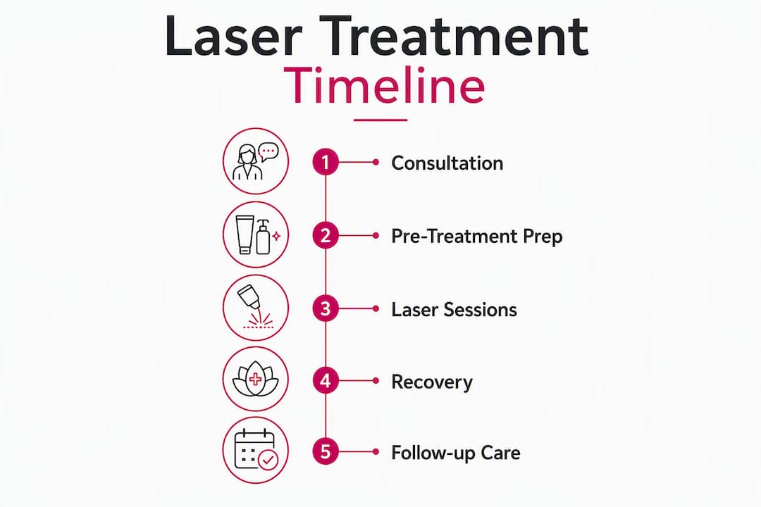 Infographic outlining laser treatment timeline and steps