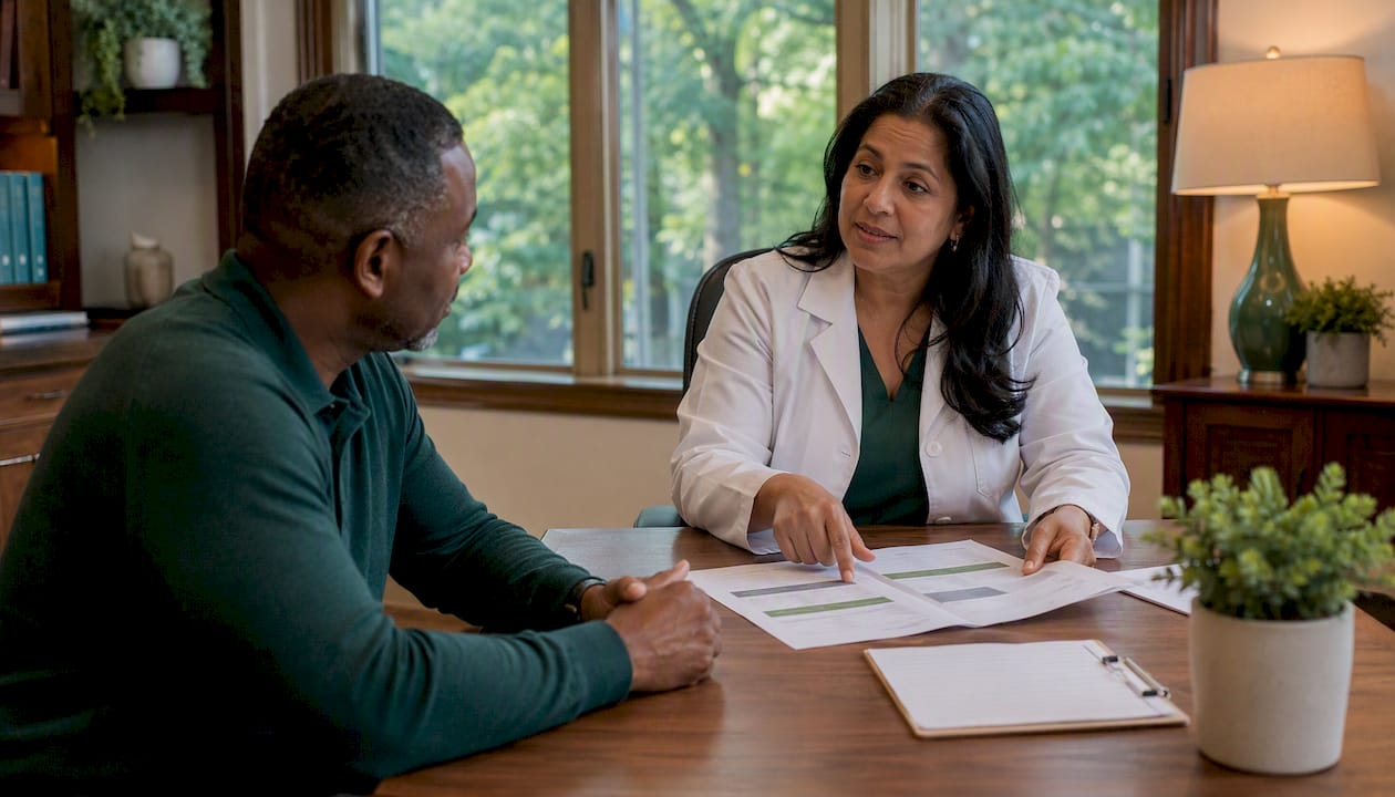Doctor consulting patient about medical options