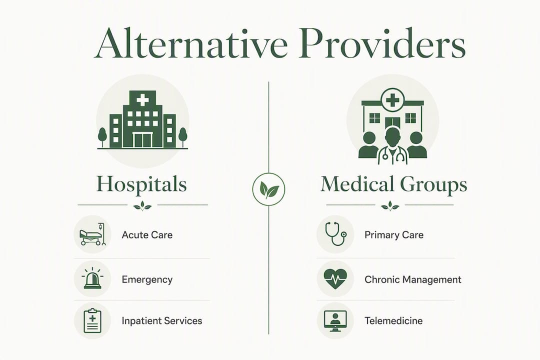 Infographic comparing hospital and medical group options